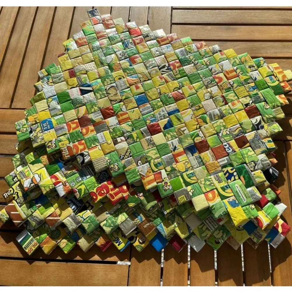 Braided Candy Wrapper Placemats Breakfast Lunch Dinner Set Of 4 Handmade